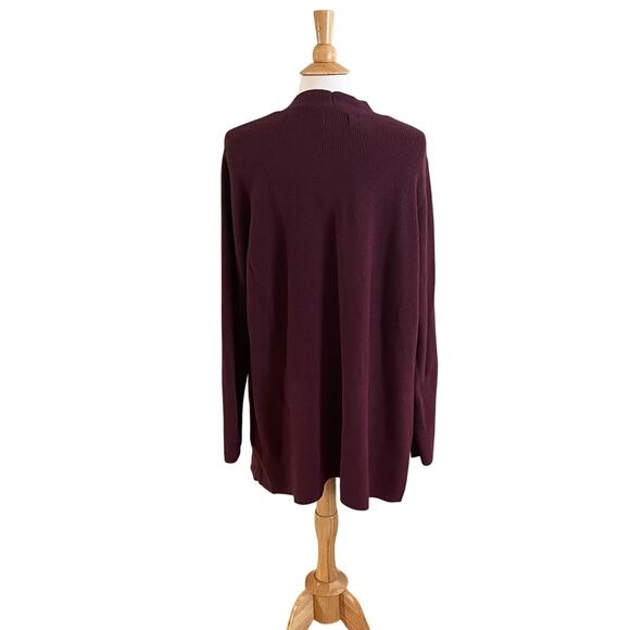 Croft & Barrow Cotton Blend Long Open Cardigan, Burgundy Red, Pockets, Size 2X - Picture 4 of 11